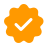 Orange check badge icon representing verified quality or a highlighted feature for a handheld game console.